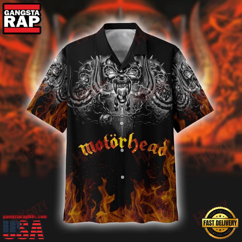 Motorhead Rock Band Red Fire Hawaiian Aloha Shirt Motorhead Rock Band Red Fire Hawaiian Aloha Shirt