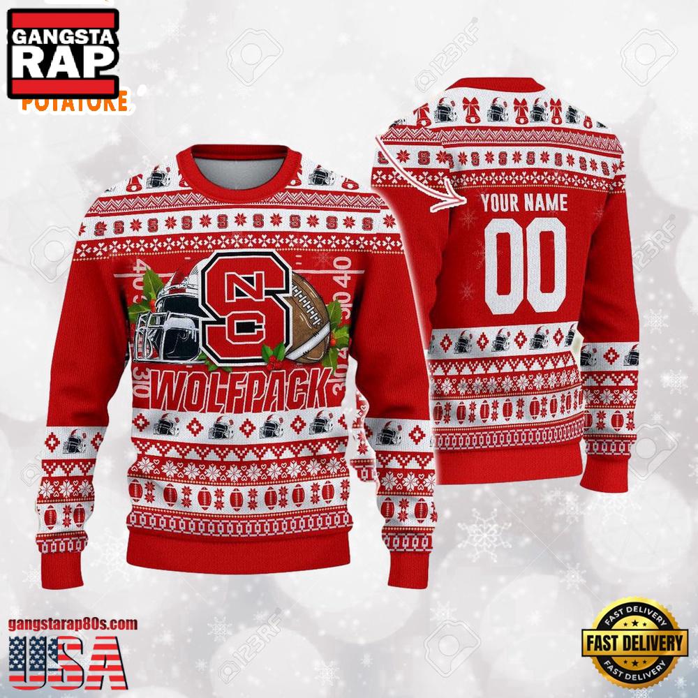 NC State Wolfpack Logo Football NCAA Ugly Christmas Sweater