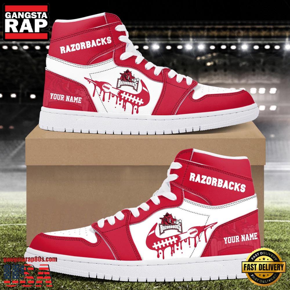 NCAA Arkansas Razorbacks Grunge Style Custom Air Jordan 1 Shoes