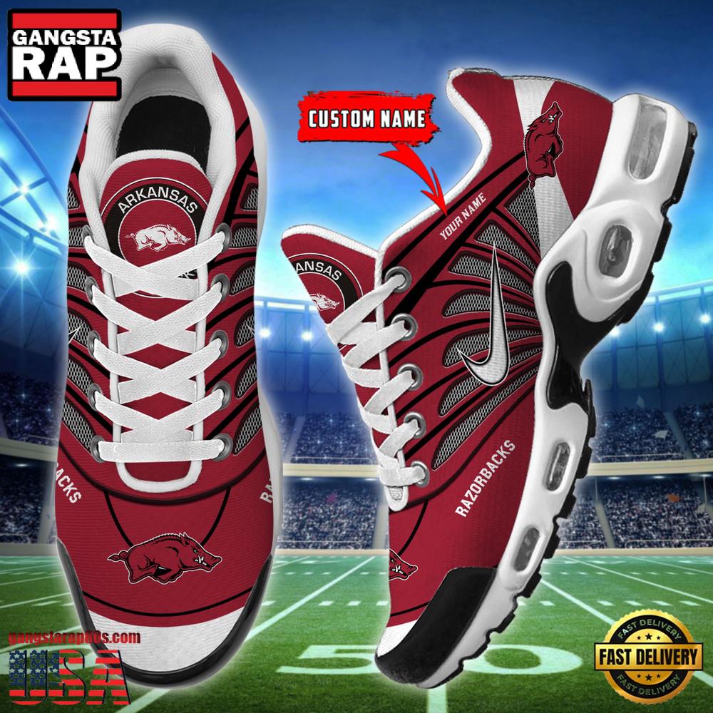 NCAA Arkansas Razorbacks Sport Football Logo Custom Name Air Max Plus Shoes Running Sneakers NCAA Arkansas Razorbacks Sport Football Logo Custom Name Air Max Plus Shoes Running Sneakers