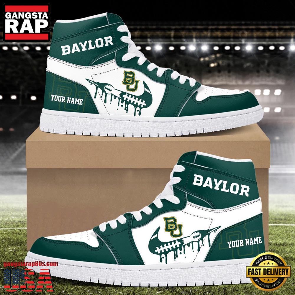 NCAA Baylor Bears Grunge Style Custom Air Jordan 1 Shoes