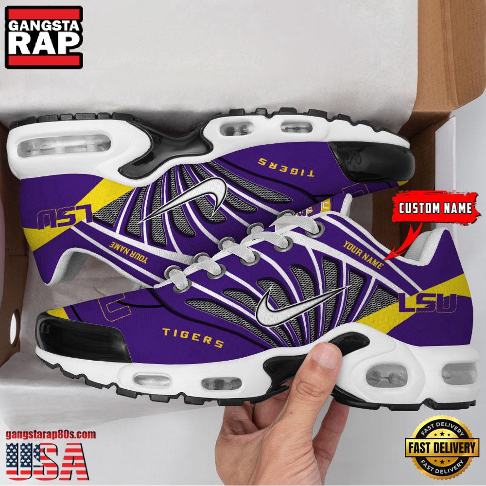NCAA LSU Tigers Sport Football Logo Custom Name Air Max Plus Shoes Running Sneakers NCAA LSU Tigers Sport Football Logo Custom Name Air Max Plus Shoes Running Sneakers
