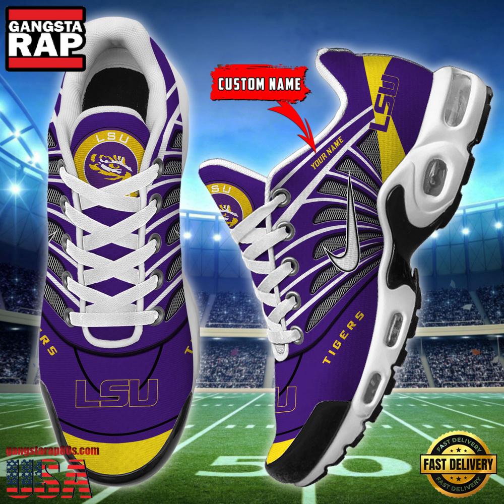 NCAA LSU Tigers Sport Football Logo Custom Name Air Max Plus Shoes Running Sneakers NCAA LSU Tigers Sport Football Logo Custom Name Air Max Plus Shoes Running Sneakers