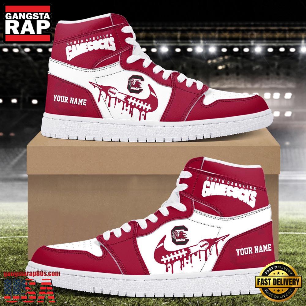 NCAA South Carolina Gamecocks Grunge Style Custom Name Air Jordan 1 Hightop Shoes NCAA South Carolina Gamecocks Grunge Style Custom Name Air Jordan 1 Hightop Shoes
