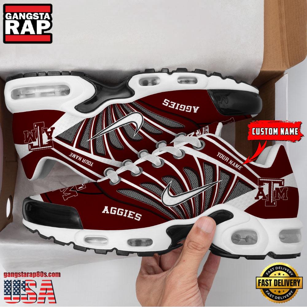NCAA Texas A_M Aggies Sport Football Logo Custom Name Air Max Plus Shoes Running Sneakers NCAA Texas A_M Aggies Sport Football Logo Custom Name Air Max Plus Shoes Running Sneakers