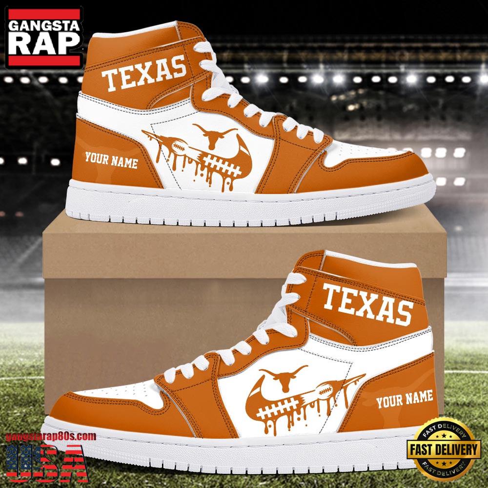NCAA Texas Longhorns Grunge Style Custom Name Air Jordan 1 Hightop Shoes NCAA Texas Longhorns Grunge Style Custom Name Air Jordan 1 Hightop Shoes