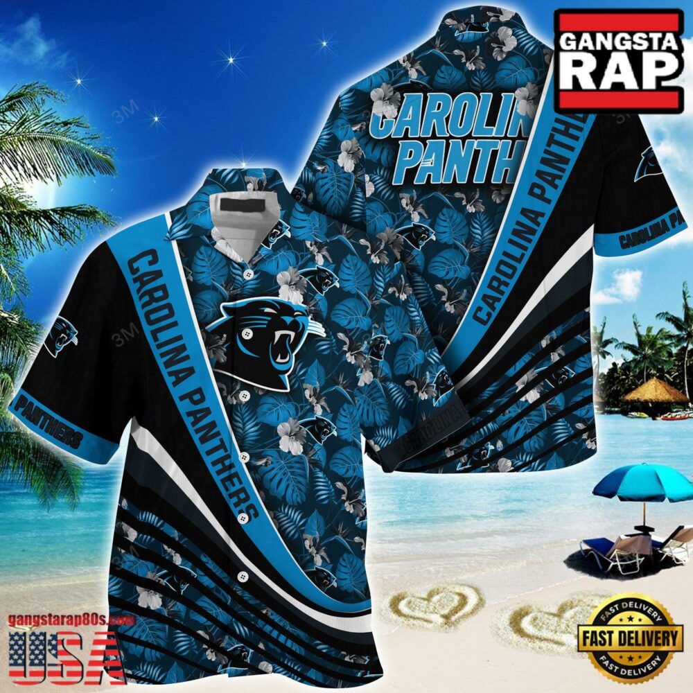 NFL Carolina Panthers Summer Hawaii Shirt With Tropical Flower Pattern