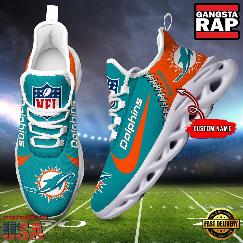 Personalized NFL Miami Dolphins Name Max Soul Shoes Personalized NFL Miami Dolphins Name Max Soul Shoes