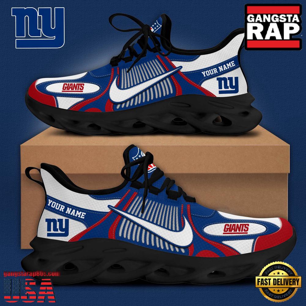 Personalized NFL New York Giants Blue White Stripes Logo Clunky Max Soul Shoes Personalized NFL New York Giants Blue White Stripes Logo Clunky Max Soul Shoes