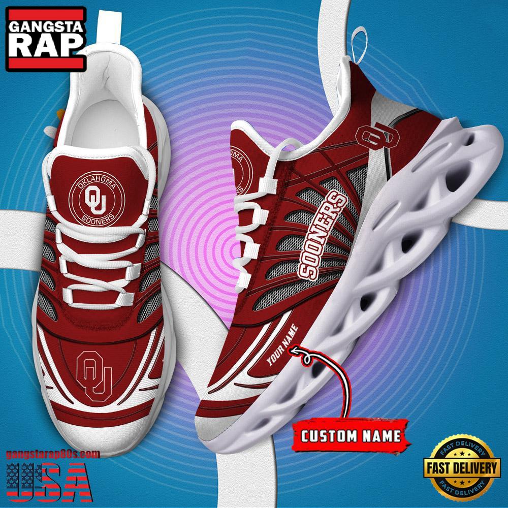NCAA Oklahoma Sooners Custom Name Max Soul Shoes Sneaker NCAA Oklahoma Sooners Custom Name Max Soul Shoes Sneaker