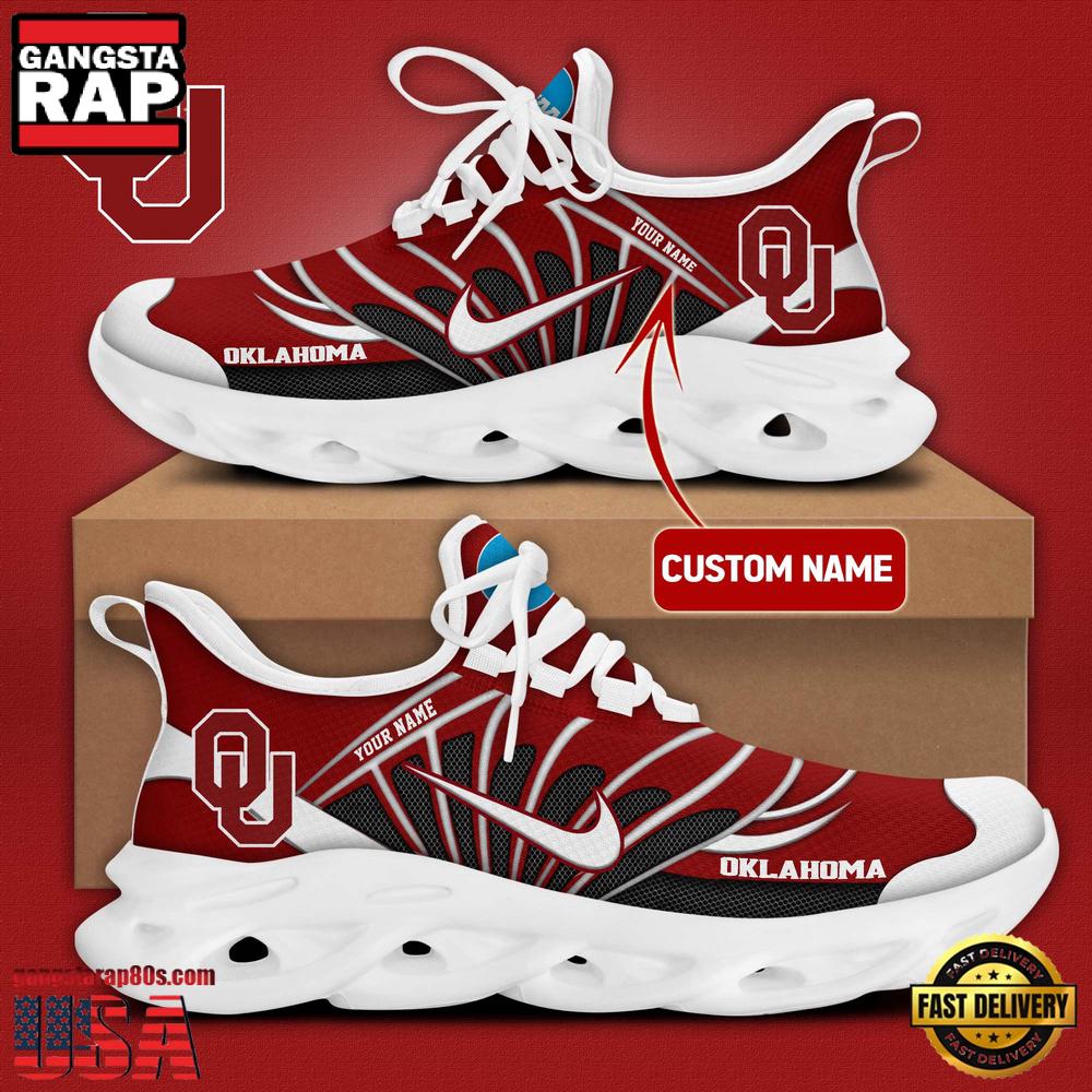 NCAA Oklahoma Sooners Team Logo Custom Name Max Soul Shoes NCAA Oklahoma Sooners Team Logo Custom Name Max Soul Shoes