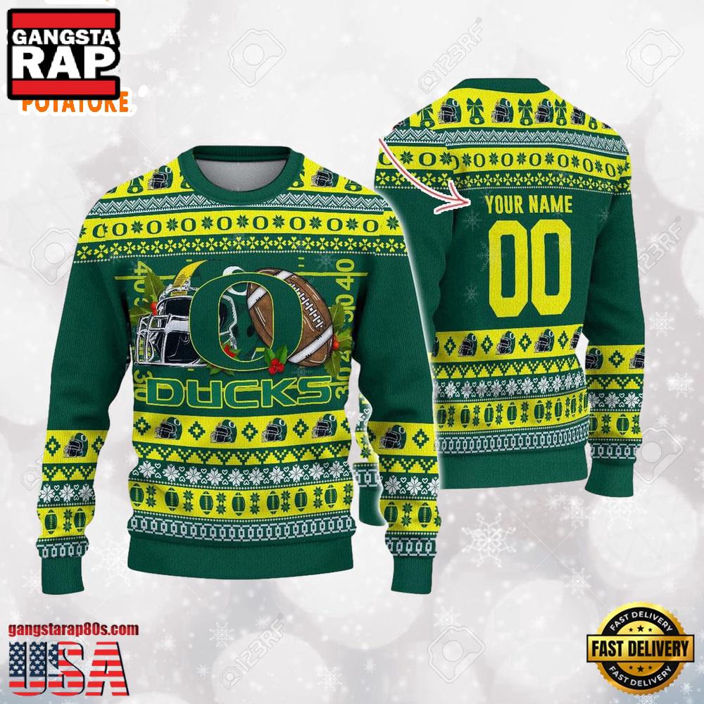 Personalized Oregon Ducks Logo Football NCAA Ugly Christmas Sweater Personalized Oregon Ducks Logo Football NCAA Ugly Christmas Sweater