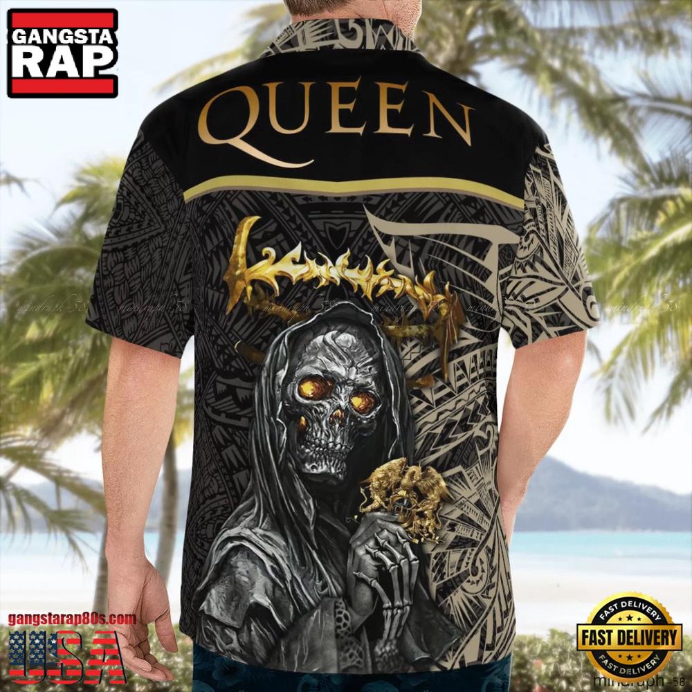 Queen Band Skull Hold Style Short-Sleeve Hawaiian Shirt Queen Band Skull Hold Style Short-Sleeve Hawaiian Shirt