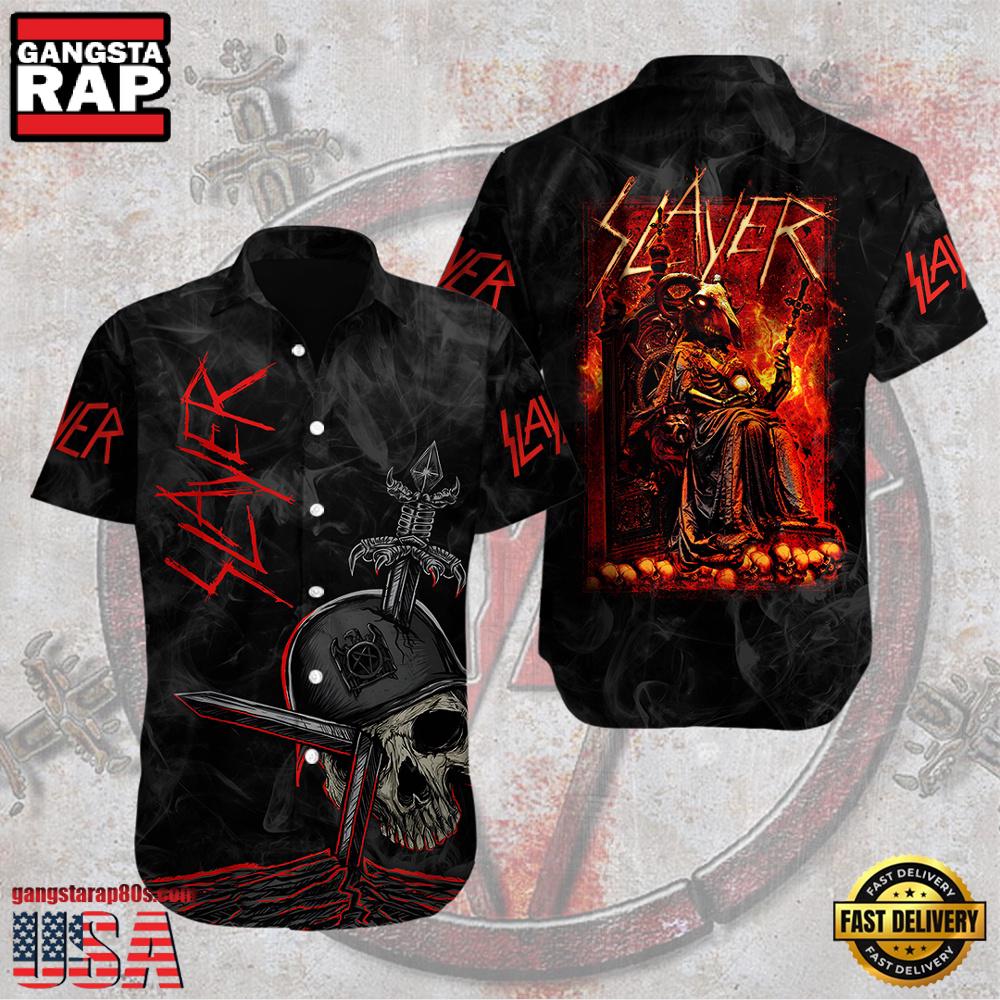 Slayer Music Band Hell Throne 3D Print Hawaiian Shirt Slayer Music Band Hell Throne 3D Print Hawaiian Shirt