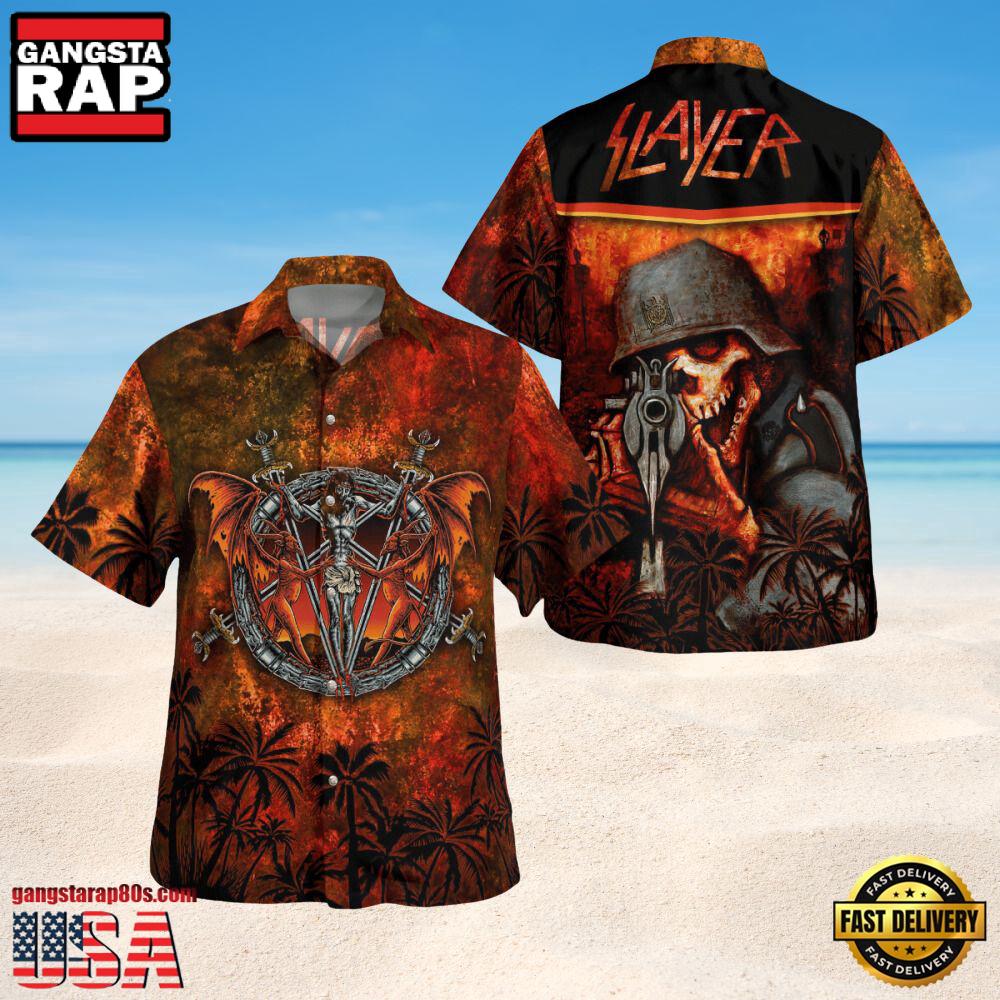 Slayer Music Band Hellfire Reaper 3D Print Hawaiian Shirt Slayer Music Band Hellfire Reaper 3D Print Hawaiian Shirt