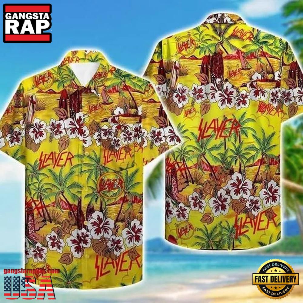 Slayer Music Band Island Getaway 3D Print Hawaiian Shirt Slayer Music Band Island Getaway 3D Print Hawaiian Shirt