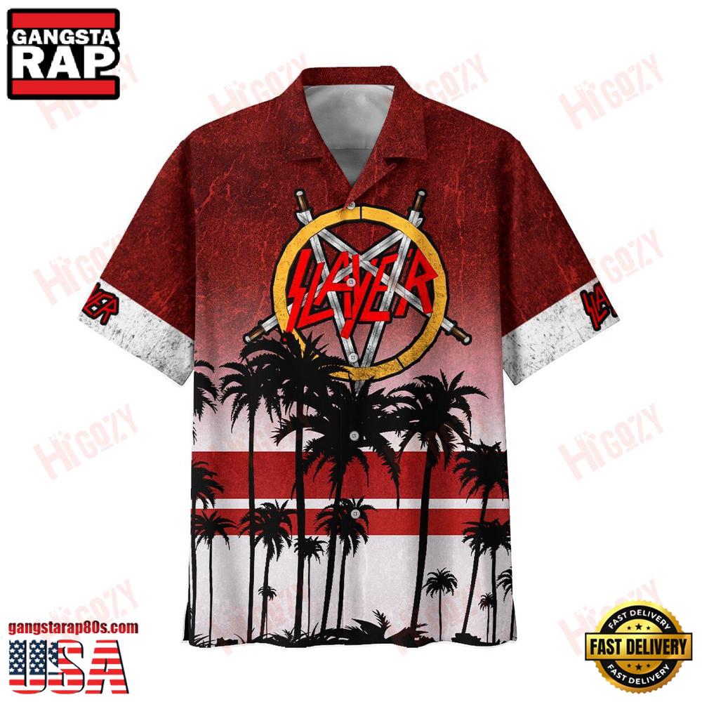 Slayer Music Band Palm Paradise 3D Print Hawaiian Shirt Slayer Music Band Palm Paradise 3D Print Hawaiian Shirt