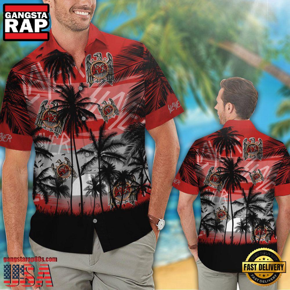 Slayer Music Band Palm Shadows 3D Print Hawaiian Shirt Slayer Music Band Palm Shadows 3D Print Hawaiian Shirt