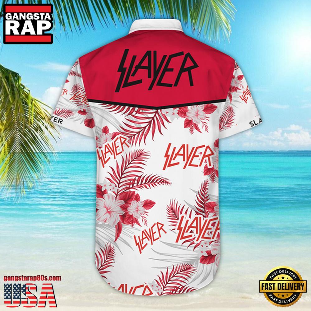 Slayer Music Band Red - White Floral 3D Print Hawaiian Shirt Slayer Music Band Red - White Floral 3D Print Hawaiian Shirt