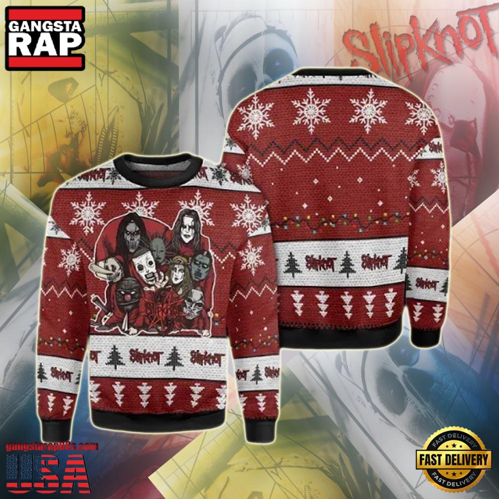 Slipknot 3D Print Red Color Christmas Ugly Sweater Slipknot 3D Print Red Color Christmas Ugly Sweater