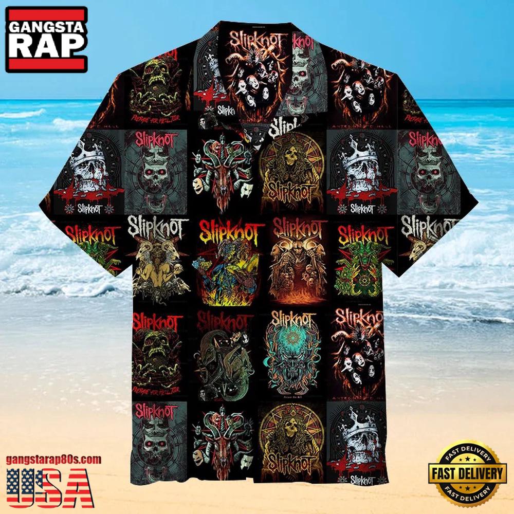 Slipknot Rock Band Album Art Collage Summer Hawaiian Shirt Slipknot Rock Band Album Art Collage Summer Hawaiian Shirt