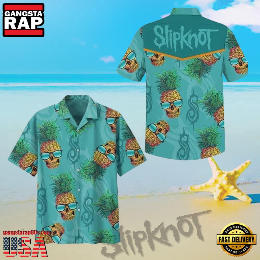 Slipknot Rock Band Green Hawaiian Aloha Shirts Slipknot Rock Band Green Hawaiian Aloha Shirts