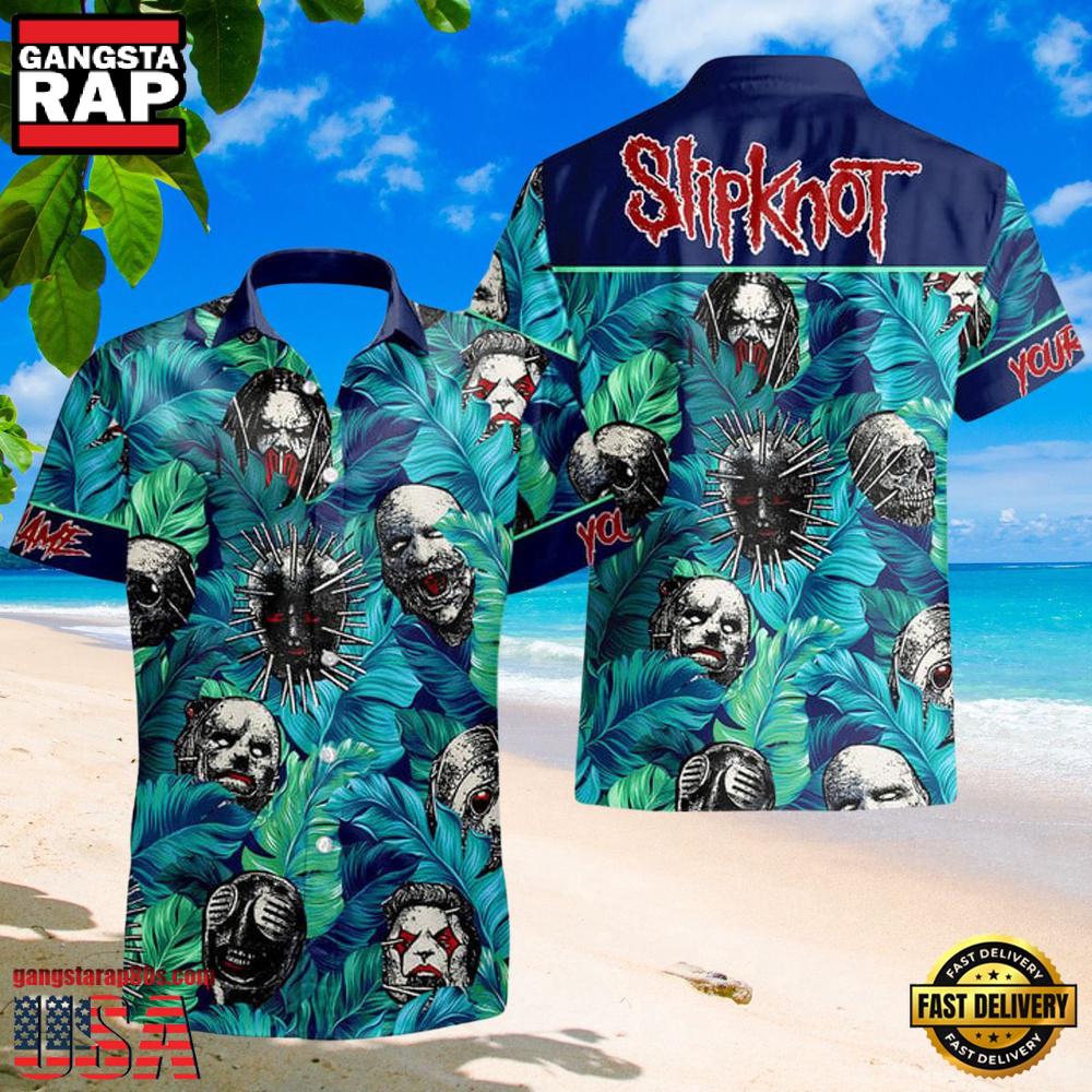 Slipknot Rock Band Halloween Horror Characters Blue Custom Name Summer Hawaiian Shirt Slipknot Rock Band Halloween Horror Characters Blue Custom Name Summer Hawaiian Shirt