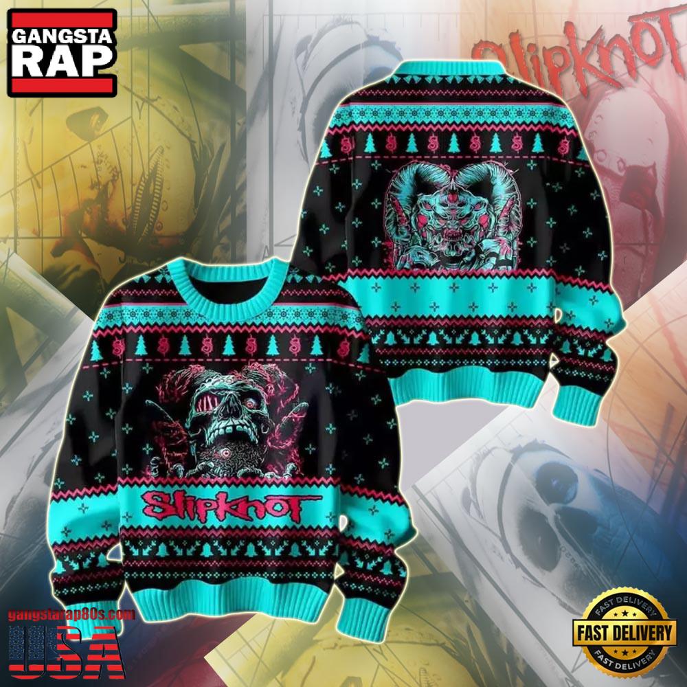 Slipknot Satanic Skull Heavy Metal Band Ugly Christmas Sweater Slipknot Satanic Skull Heavy Metal Band Ugly Christmas Sweater