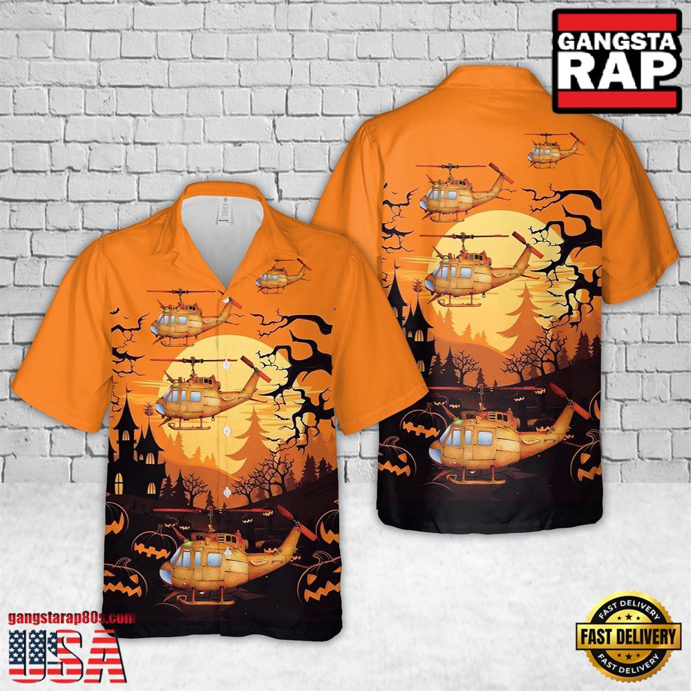 UH-1 Huey Helicopter Halloween Hawaiian Shirt