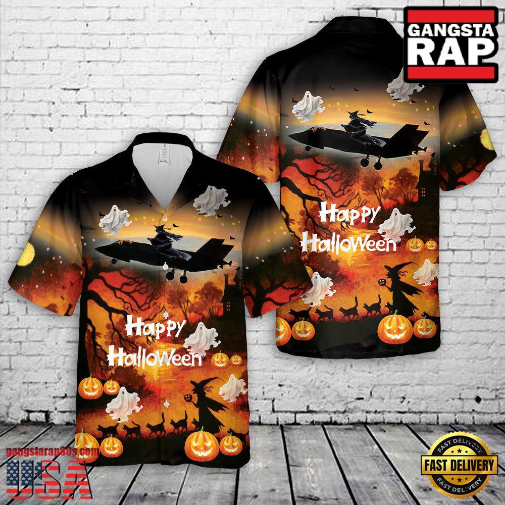 US Air Force F-35 Happy Halloween Hawaiian Shirt