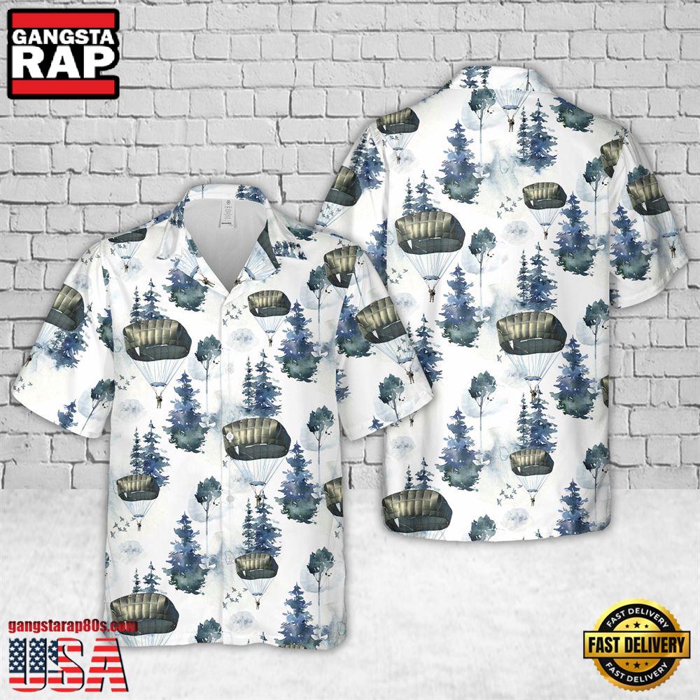 US Army T-11 Parachute Of 173rd Infantry Brigade Combat Team Christmas Hawaiian Shirt