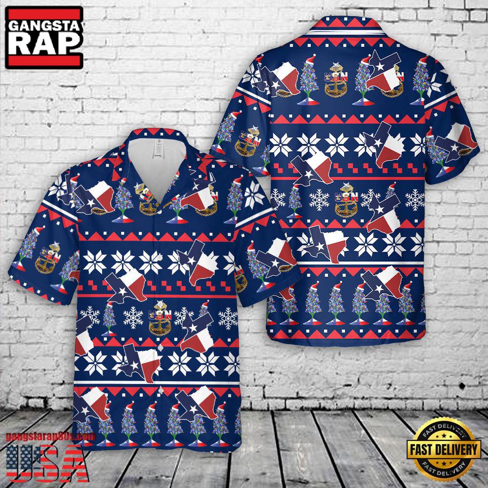 US Navy Senior Chief Texas style anchor Christmas Hawaiian Shirt