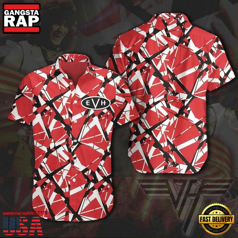 Van Halen Music Band Striped Hawaiian Shirt Van Halen Music Band Striped Hawaiian Shirt