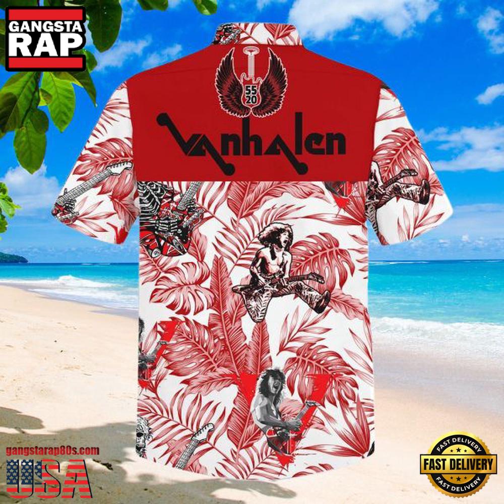 Van Halen Music Band With Guitar Red Color Hawaiian Shirt Van Halen Music Band With Guitar Red Color Hawaiian Shirt