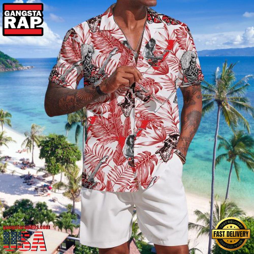 Van Halen Music Band With Guitar Red Color Hawaiian Shirt Van Halen Music Band With Guitar Red Color Hawaiian Shirt