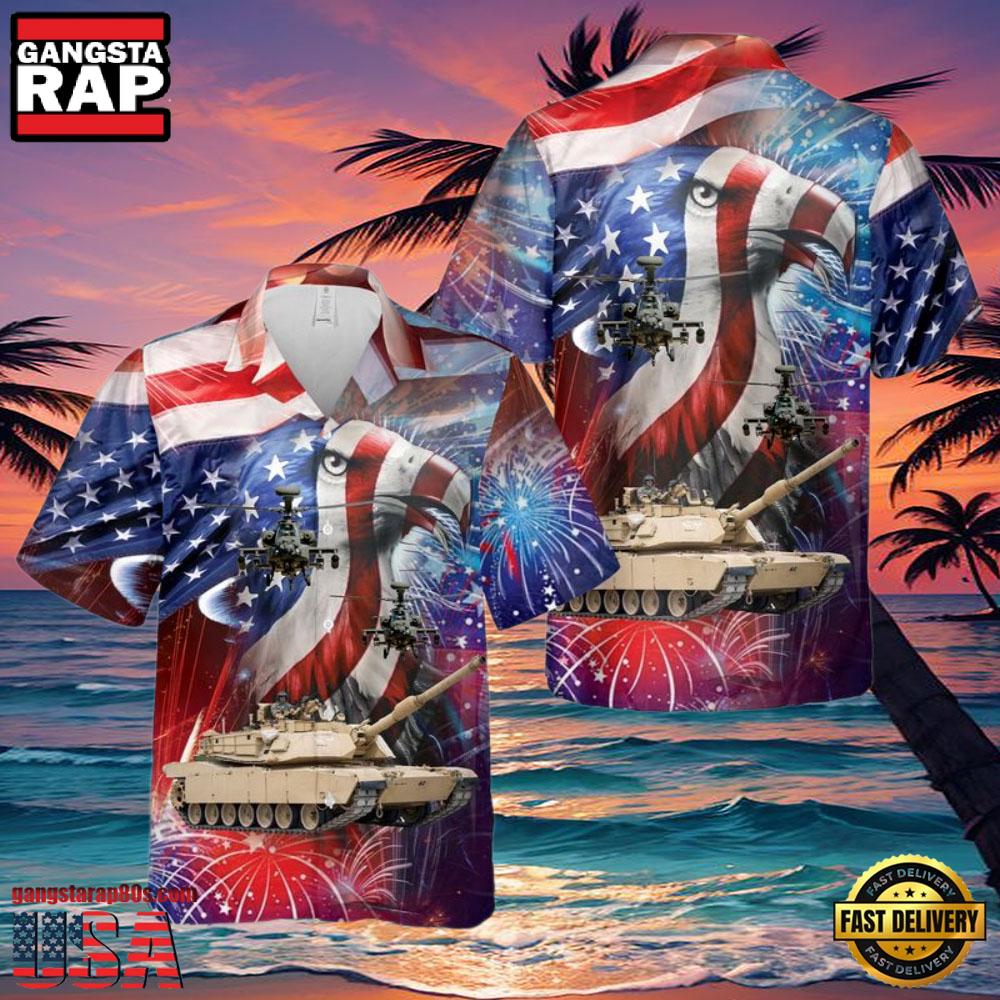 Ah-64 Attack Helicopter 4Th Of July Hawaiian Shirt