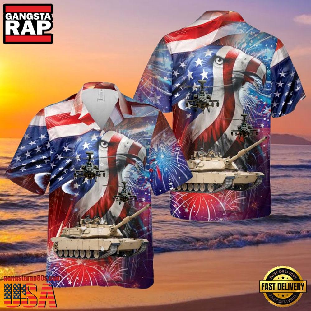 Ah-64 Attack Helicopter 4Th Of July Veteran Hawaiian Shirt Ah-64 Attack Helicopter 4Th Of July Veteran Hawaiian Shirt