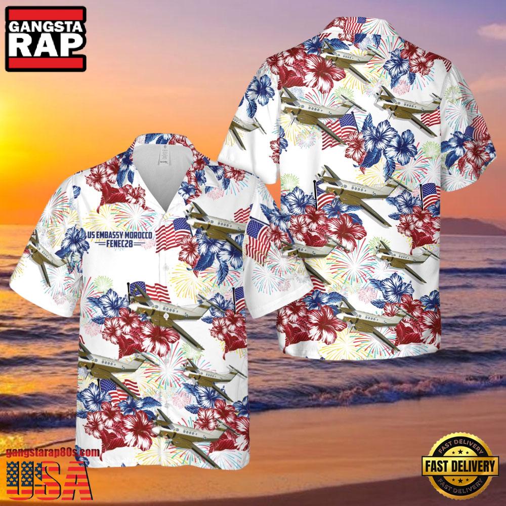 Beechcraft C-12 Huron Aircraft, 4Th Of July Summer Veteran Hawaiian Shirt Beechcraft C-12 Huron Aircraft, 4Th Of July Summer Veteran Hawaiian Shirt