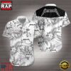 Black And While Metallica Floral Short Sleeve Hawaiian Shirt 3 Black And While Metallica Floral Short Sleeve Aloha Shirt