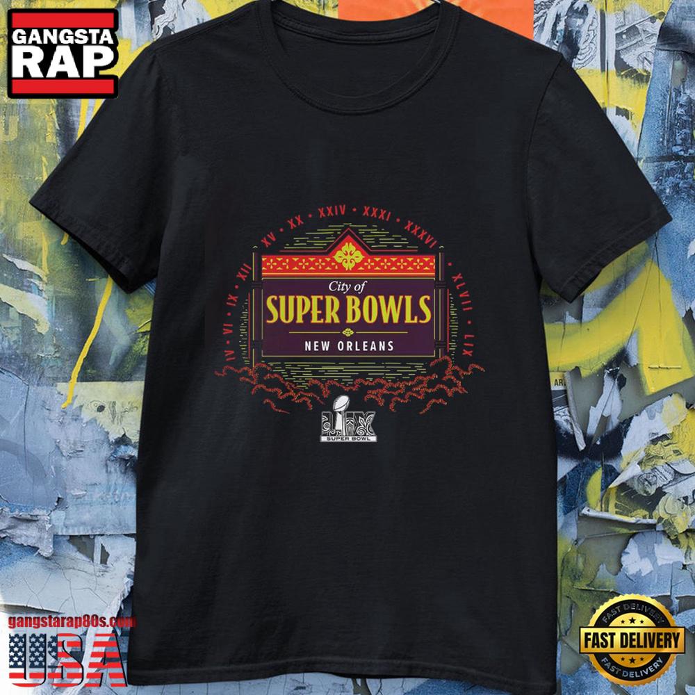 City of Super Bowl LIX NFL New Orleans Black T Shirt