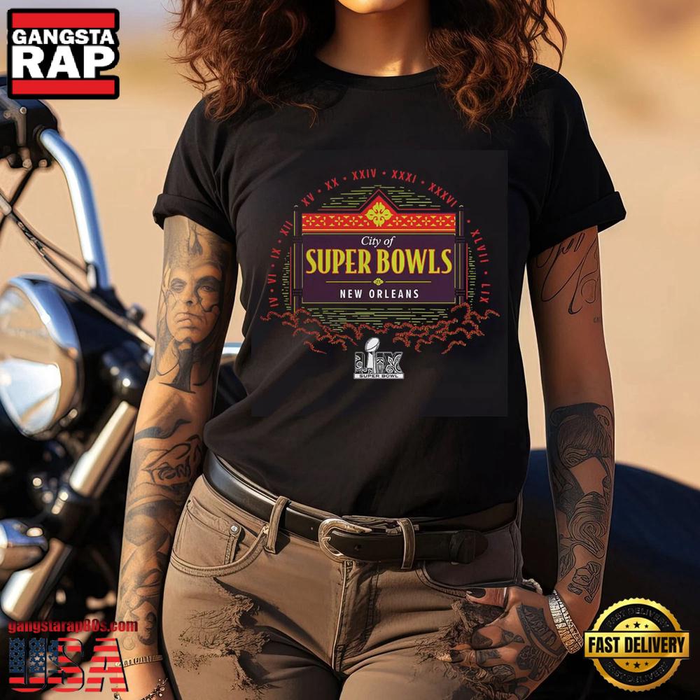 City of Super Bowl LIX NFL New Orleans Black T Shirt
