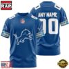 NFL Customized Detroit Lions Team Sport 3D T Shirt 2 Custom Name And Number Detroit Lions NFL Team Sport 3D T-Shirt