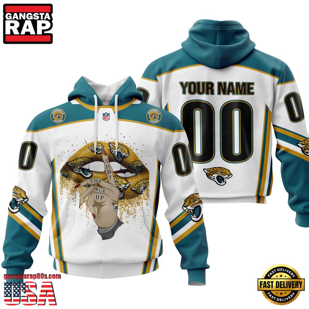 Custom Name And Number NFL Jacksonville Jaguars Lips All Over Print Hoodie
