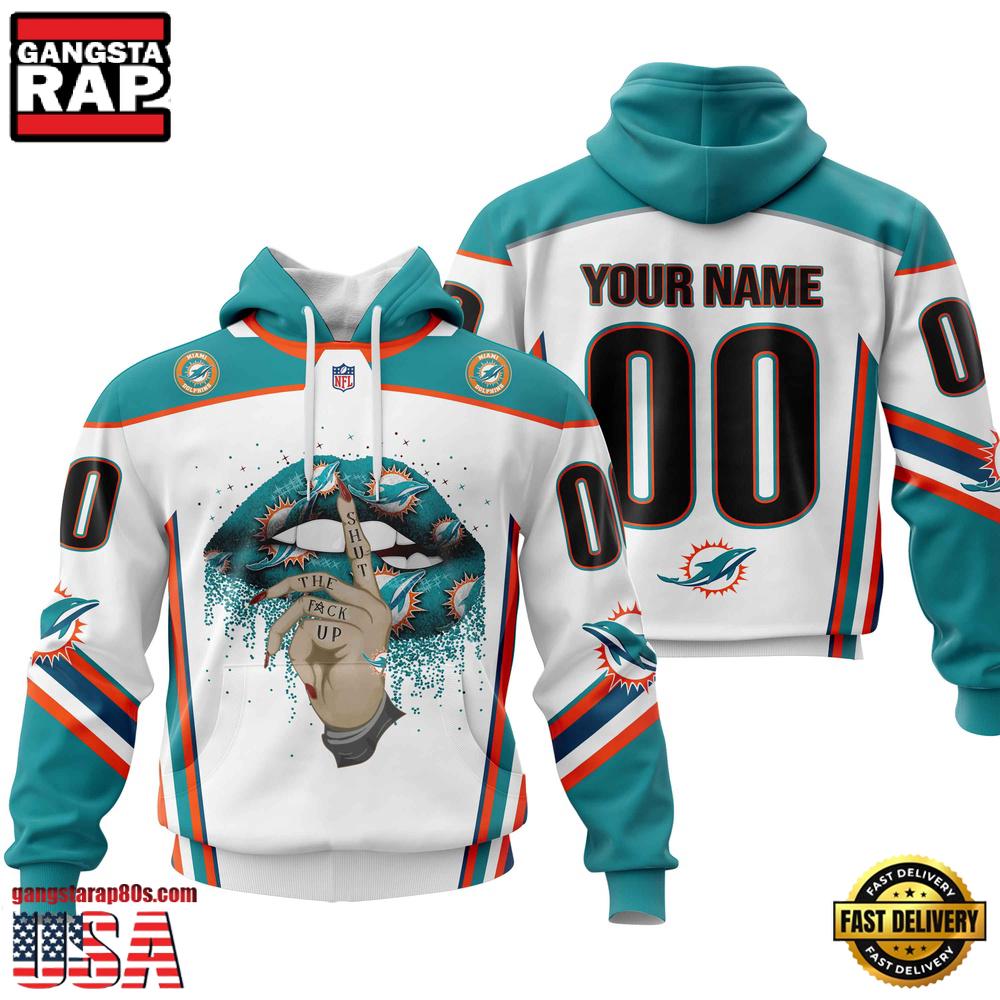 Custom Name Number NFL Miami Dolphins Lips 3D Hoodie New Design Custom Name Number NFL Miami Dolphins Lips 3D Hoodie New Design