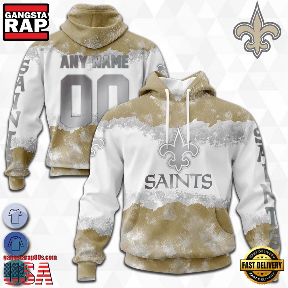 Custom Name And Number NFL New Orleans Saints Color Christmas 3D Hoodie Shirt