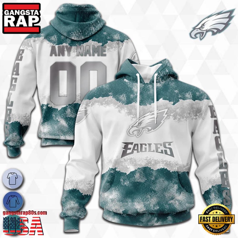 Custom Name And Number NFL Philadelphia Eagles Color Christmas 3D Hoodie Shirt