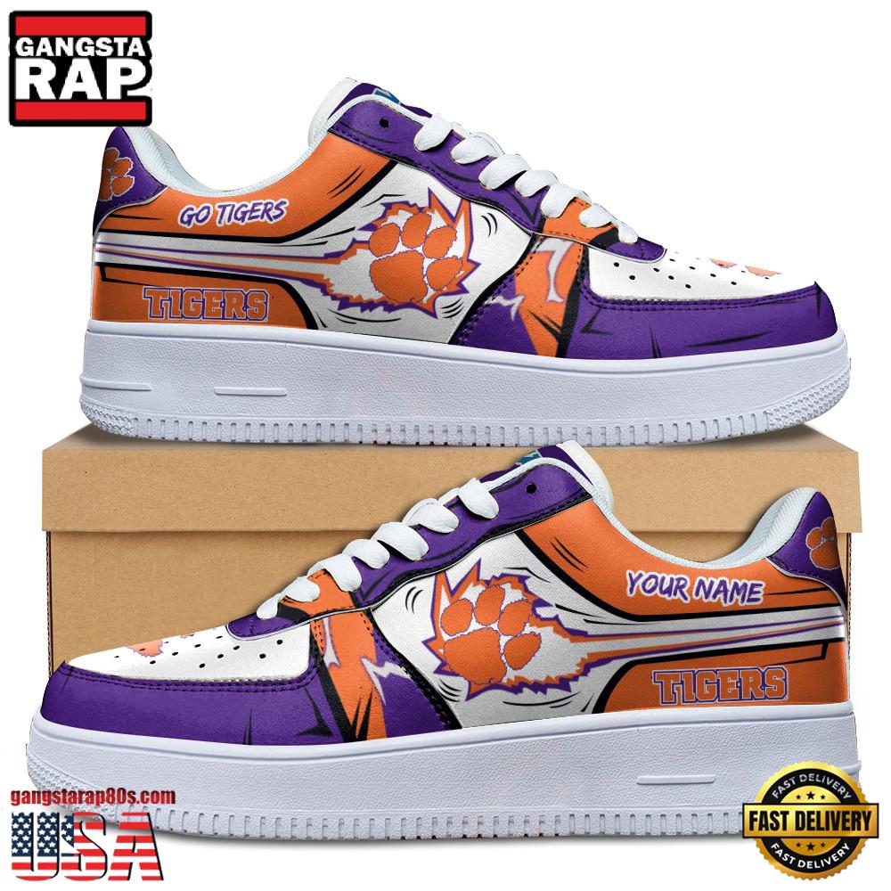 NCAA Custom Name Clemson Tigers Air Force 1 Running Sneakers Shoes NCAA Custom Name Clemson Tigers Air Force 1 Running Sneakers Shoes