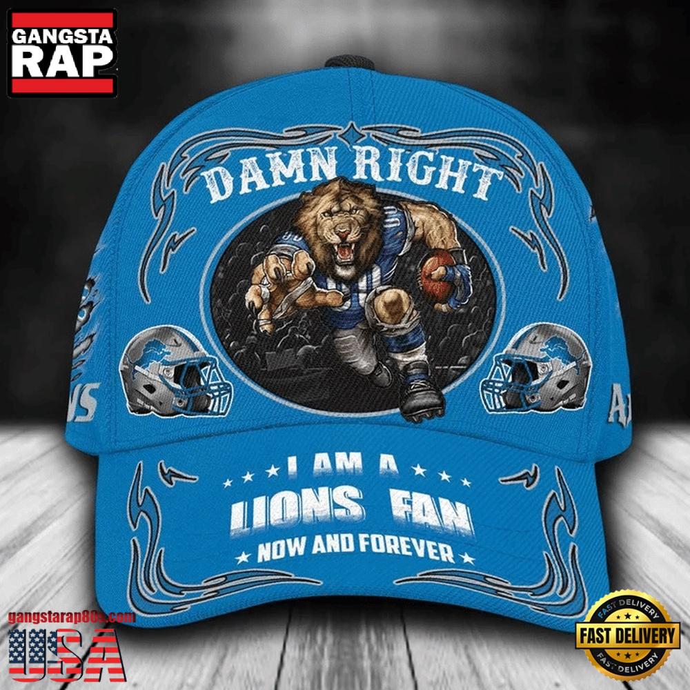 NFL Custom Name Detroit Lions Mascot Damn Right Football Team Baseball Cap NFL Custom Name Detroit Lions Mascot Damn Right Football Team Baseball Cap