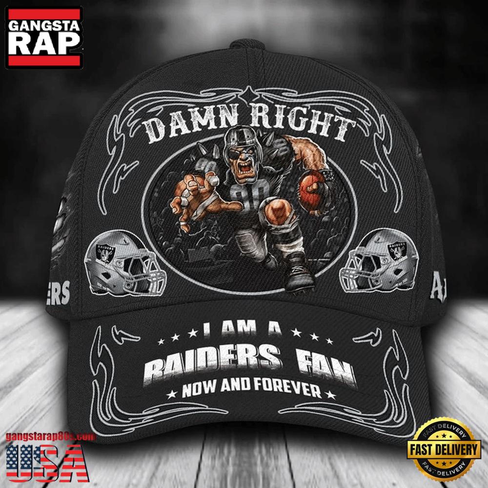 Custom Name Las Vegas Raiders NFL Mascot Damn Right Football Team Baseball Cap