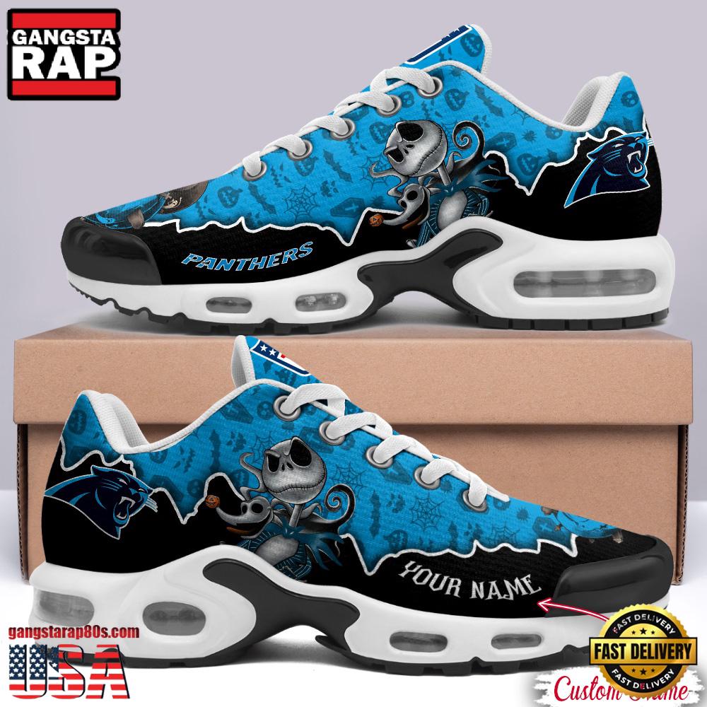 NFL Custom Name Carolina Panthers Jack Skellington Air Max Plus Shoes - Running Sneakers NFL Custom Name Carolina Panthers Jack Skellington Air Max Plus Shoes - Running Sneakers